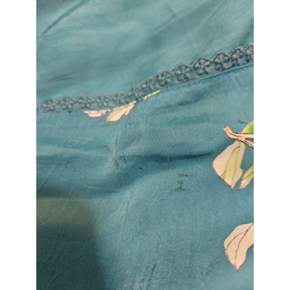 JOHNY WAS ROMANO Flower Ceres Shirt Large Teal Floral Cupra Rayon Button Down - Picture 9 of 9